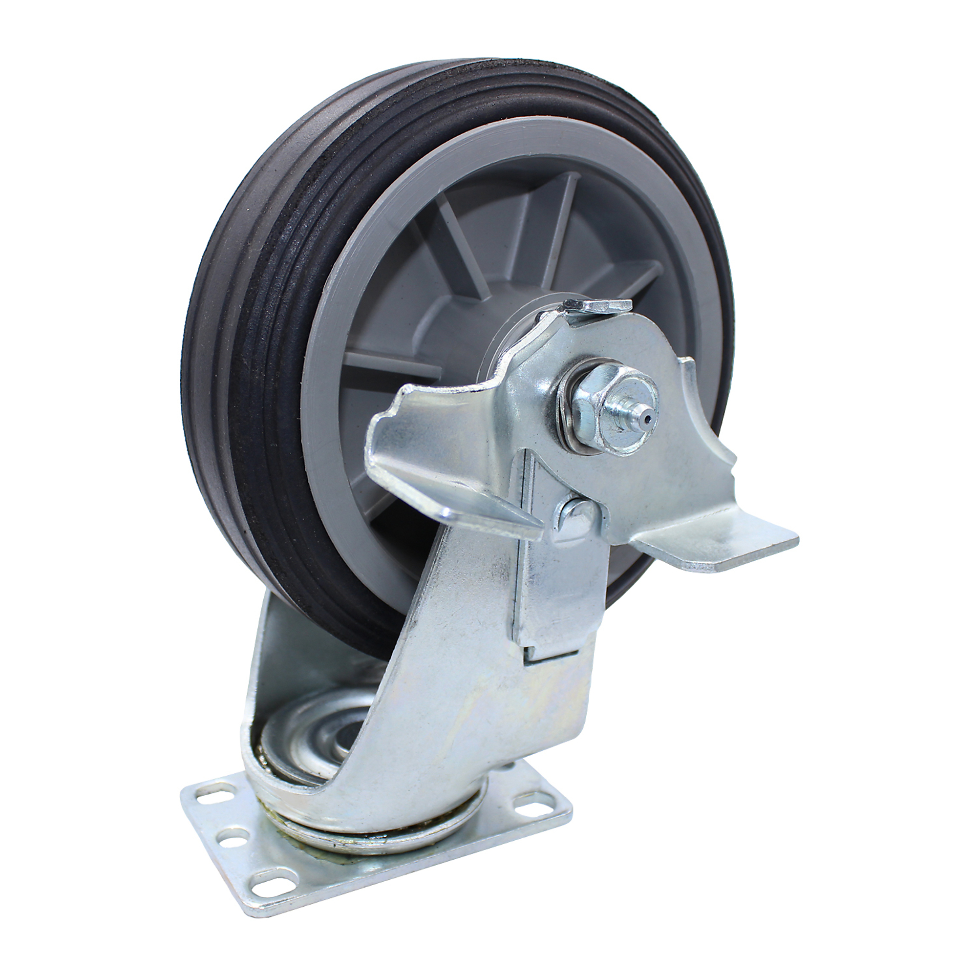 Snap-Loc All-Terrain Solid Rubber Swivel-Brake Caster - 6in. Wheel Diameter, 375-Lb. Capacity, Model# SLAC6ATSB